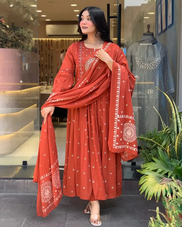 Orange_Embroidered_Cotton_Anarkali_Set_with_Dupatta