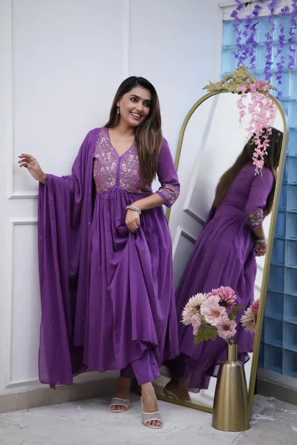 Elegant_Purple_Embroidered_Flared_Kurta_Set_with_Dupatta