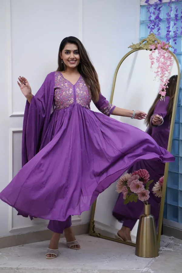 Elegant_Purple_Embroidered_Flared_Kurta_Set_with_Dupatta