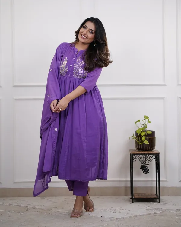 Elegant_Purple_Cotton_Anarkali_Kurta_Set_with_Dupatta