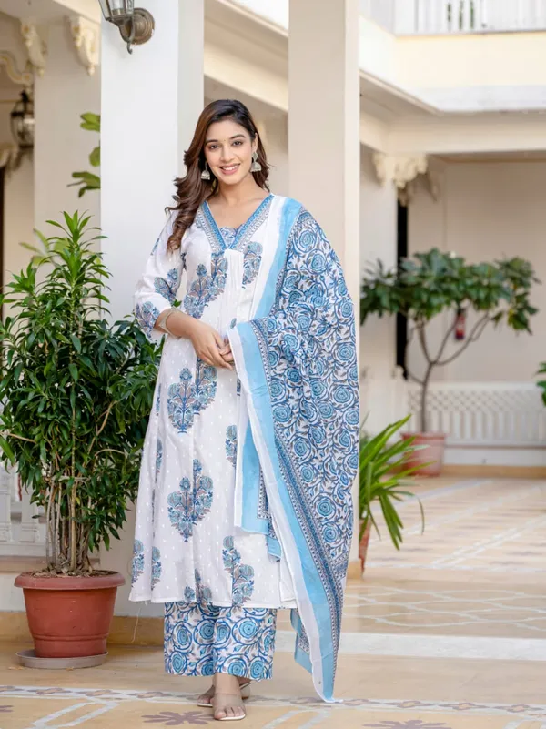 Elegant_Sky_Blue_&_White_Floral_Chanderi_Cotton_Suit_Set_with_Dupatta