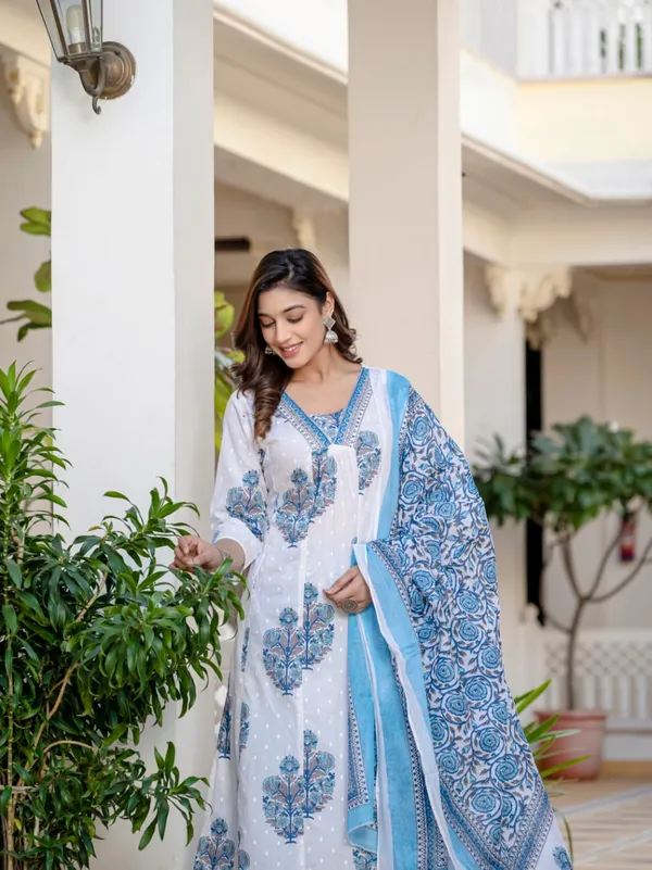 Elegant_Sky_Blue_&_White_Floral_Chanderi_Cotton_Suit_Set_with_Dupatta
