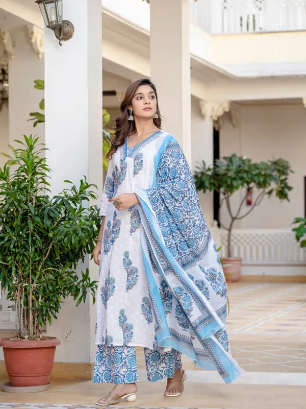 Elegant_Sky_Blue_&_White_Floral_Chanderi_Cotton_Suit_Set_with_Dupatta