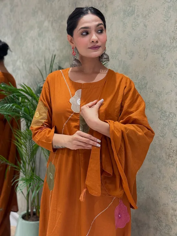 Rust_Orange_Handcrafted_Floral_Suit_Set