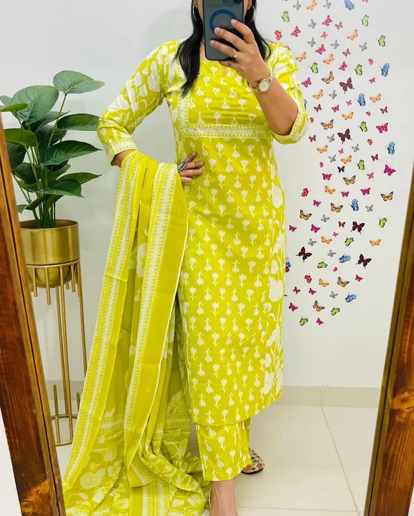 Lemon_Yellow_Cotton_Printed_Kurta_Set_with_Dupatta