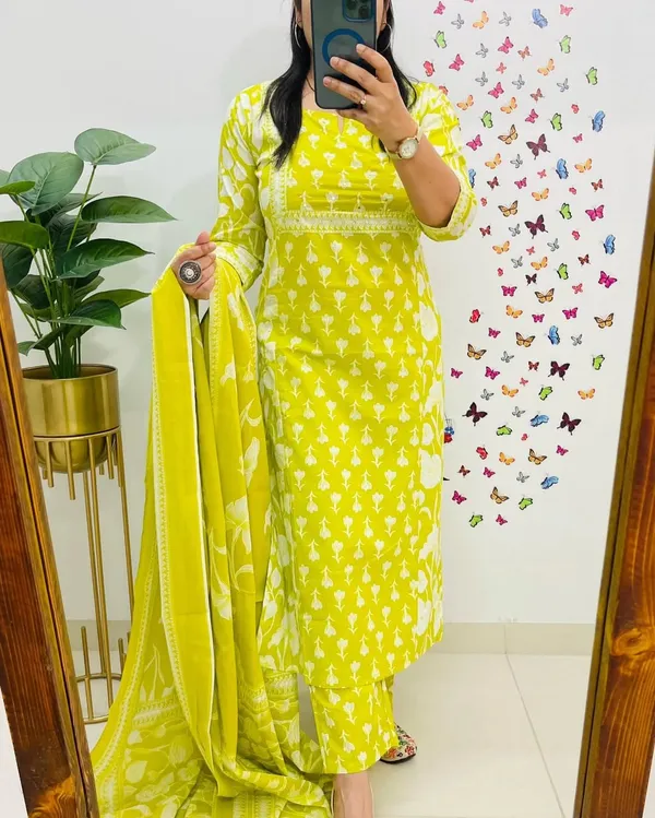 Lemon_Yellow_Cotton_Printed_Kurta_Set_with_Dupatta