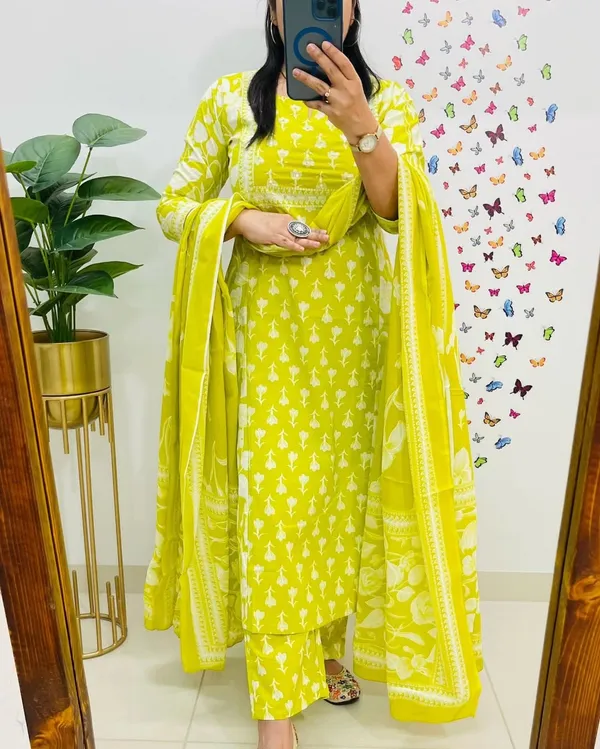 Lemon_Yellow_Cotton_Printed_Kurta_Set_with_Dupatta