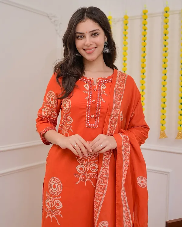 Rust_Orange_Cotton_Printed_Kurta_Set_with_Dupatta