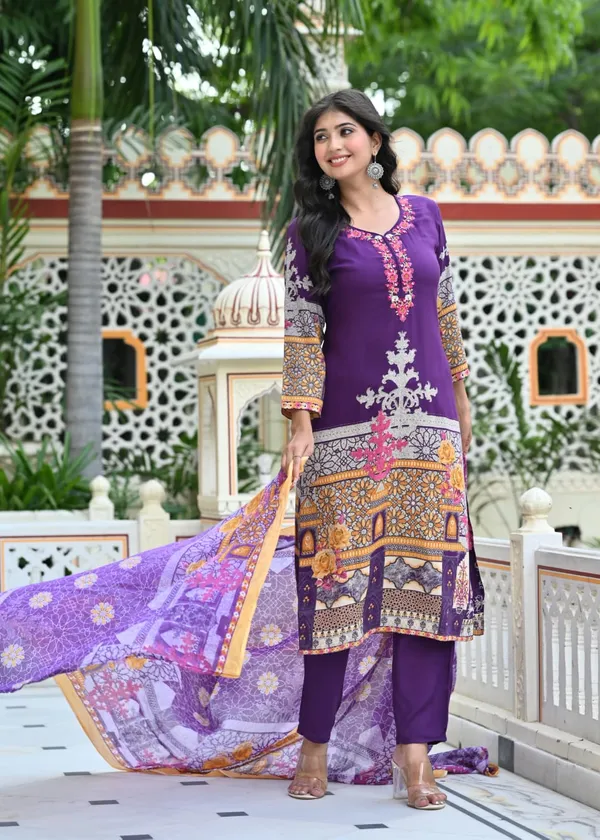 Royal_Purple_Printed_Rayon_Suit_Set