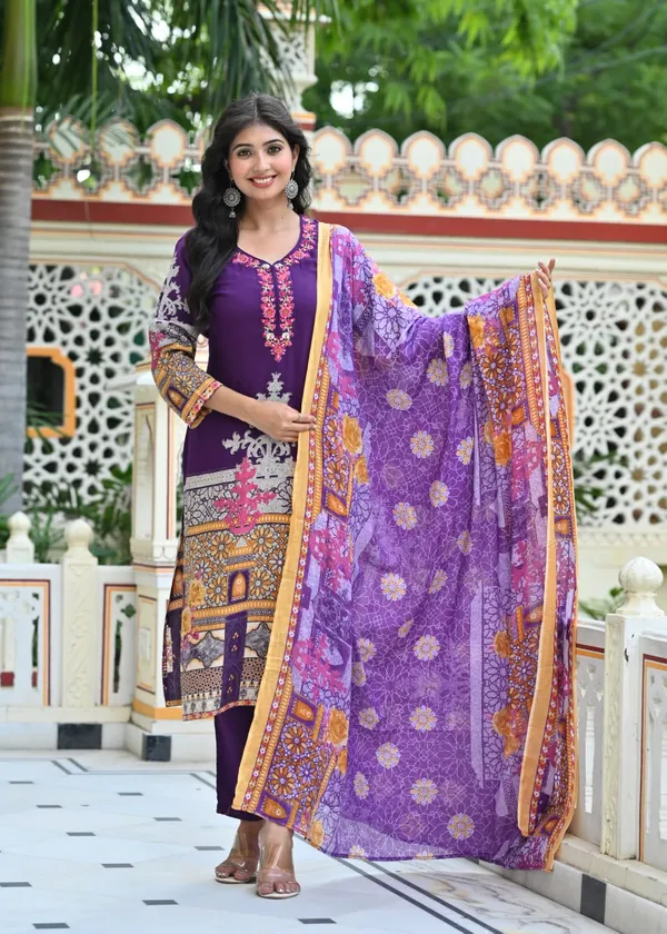 Royal_Purple_Printed_Rayon_Suit_Set