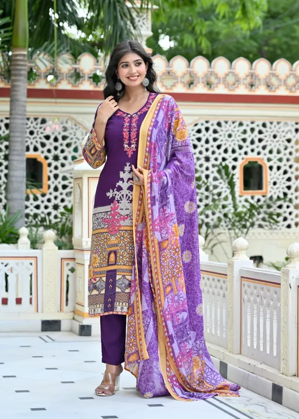 Royal_Purple_Printed_Rayon_Suit_Set