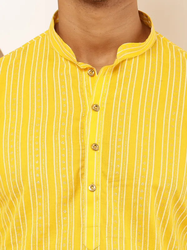 Bright_Yellow_Viscose_Blend_Traditional_Look_Kurta_For_Men