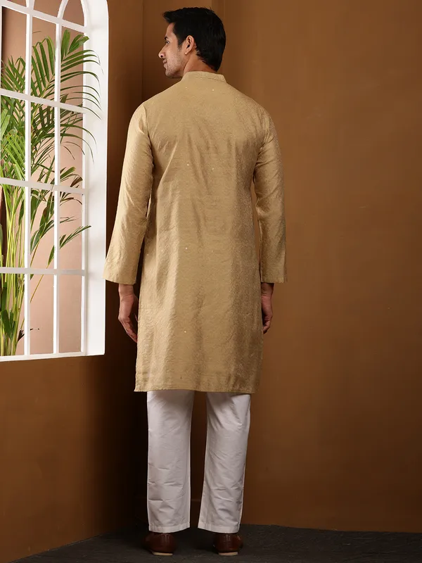 Golden_Brown_Viscose_Blend_Festive_Finish_Kurta_For_Men