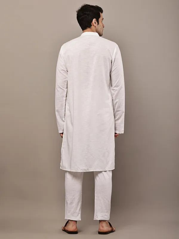 White_Straight_Viscose_Silk_Kurta_For_Men