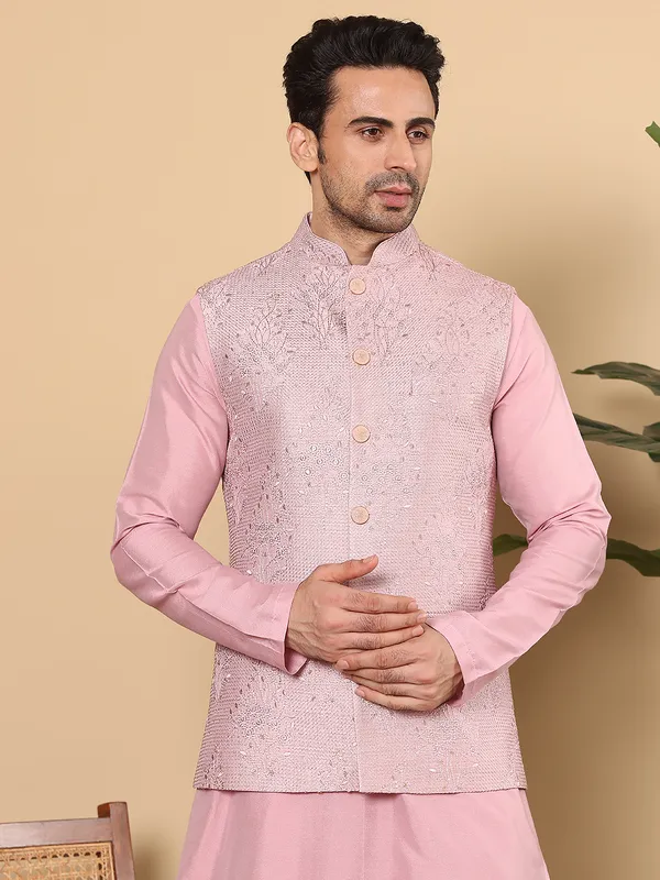 Men's_Pink_Embroidered_Nehru_Jacket