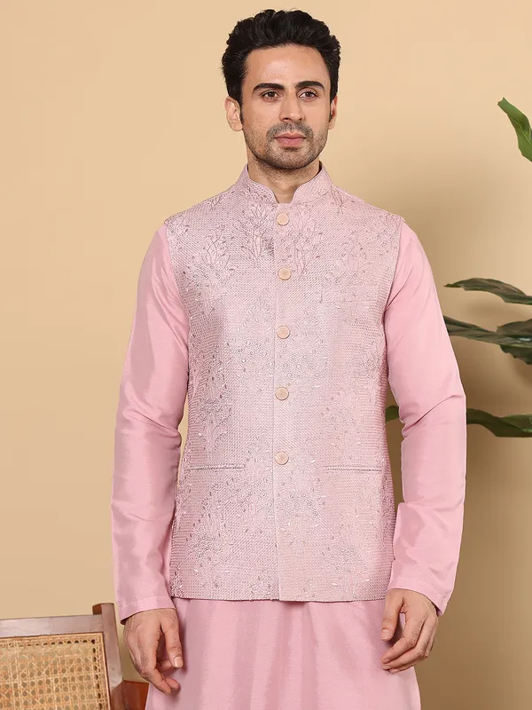 Men's_Pink_Embroidered_Nehru_Jacket
