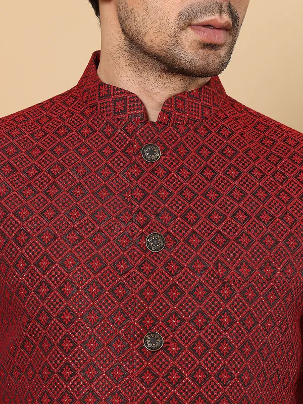Men's_Red_Embroidered_Nehru_Jacket