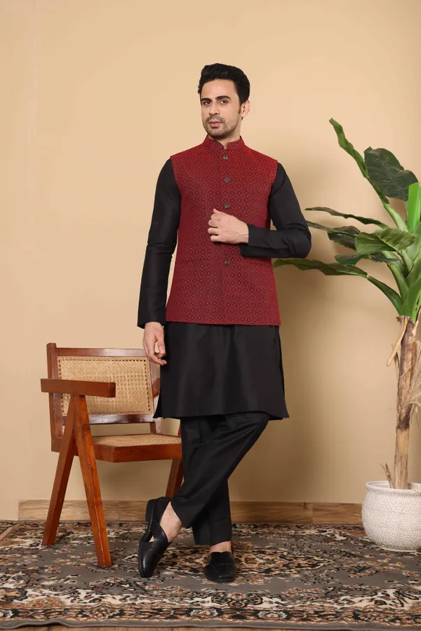 Men's_Red_Embroidered_Nehru_Jacket