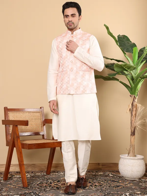 Men's_Peach_Embroidered_Nehru_Jacket