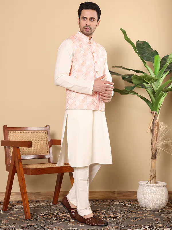 Men's_Peach_Embroidered_Nehru_Jacket