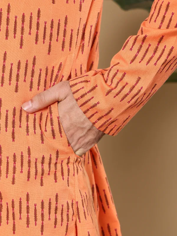 Orange_Straight_Cotton_Printed_Kurta_For_Men