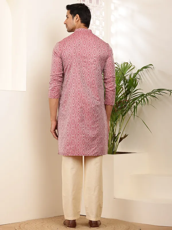 Pink_Printed_Viscose_Blend_For_Festive_Occasions_Kurta_For_Men