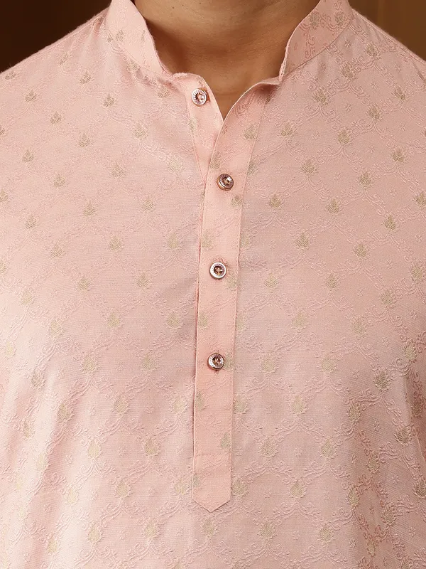 Salmon_Peach_Viscose_Blend_Classic_Cut_Kurta_For_Men
