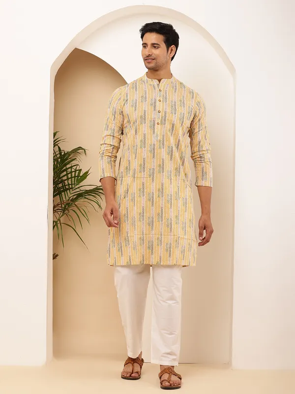 Beige_Cotton_All-Over_Traditional_Motifs_Kurta_For_Men