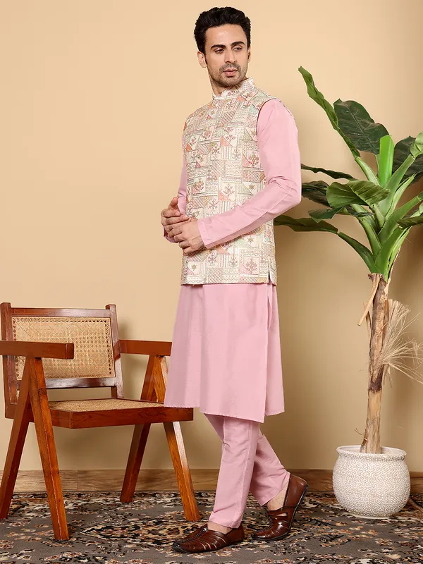 Men's_Pink_Kurta_Pyjama_&_Multi-colour_Embroidered_Nehru_Jacket_(Set_of_3)