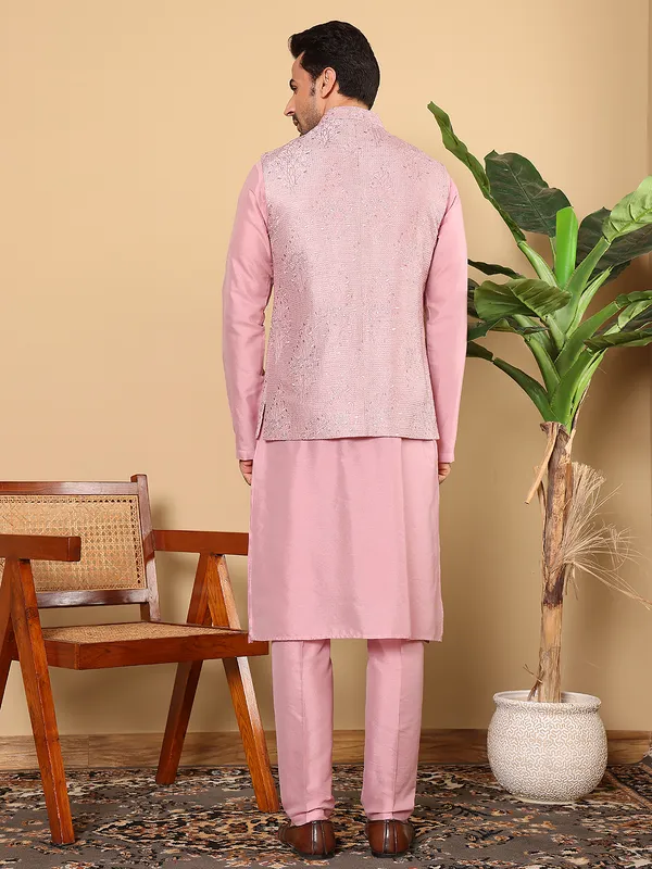 Men's_Pink_Kurta_Pajama_&_Pink_Embroidered_Nehru_jacket_(Set_of_3)