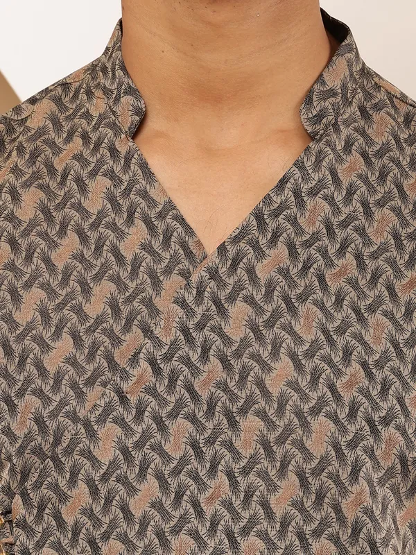 Men_Grey_Weaving_Design_Straight_Kurta_with_Black_Dhoti_Pants_Set