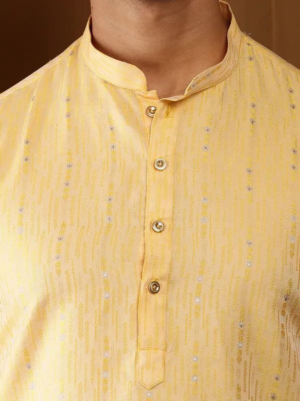 Men_Yellow_Embroidered_Kurta_with_White_Pyjama_Set
