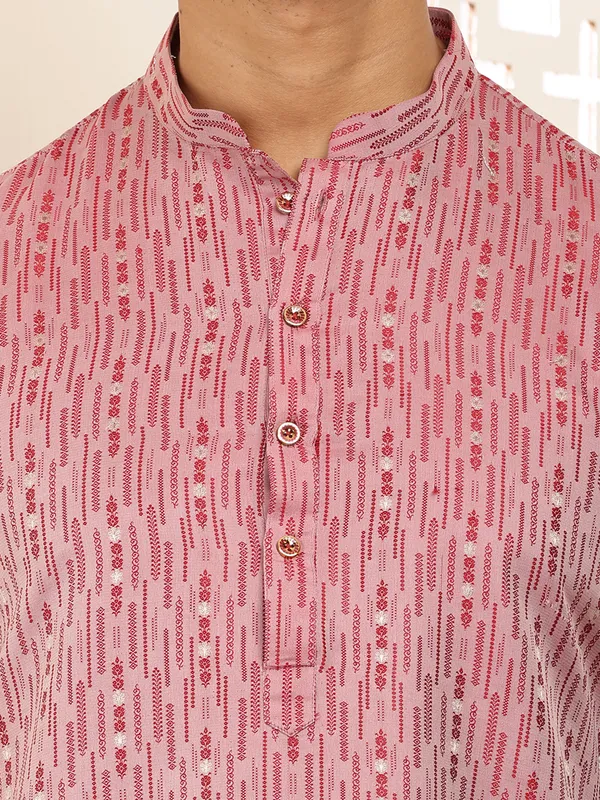 Pink_Printed_Viscose_Blend_For_Festive_Occasions_Kurta_For_Men