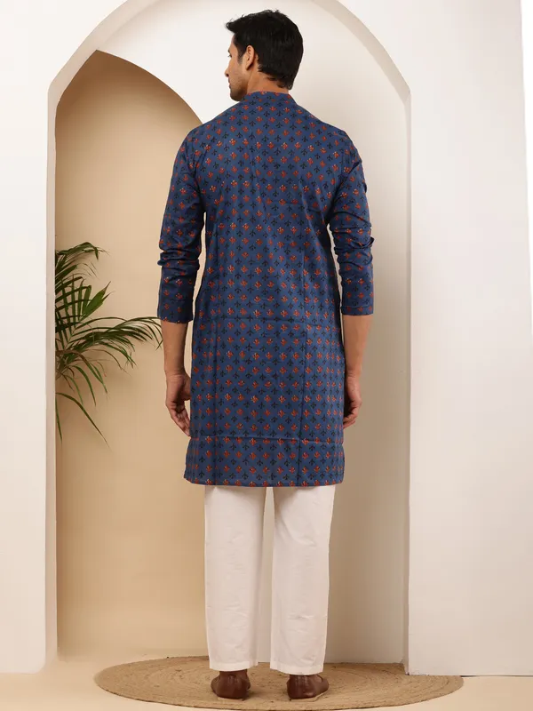 Indigo_Viscose_Blend_Festive_Appeal_Kurta_For_Men