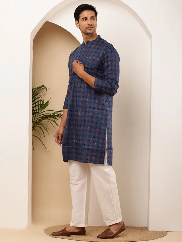 Indigo_Viscose_Blend_Festive_Appeal_Kurta_For_Men