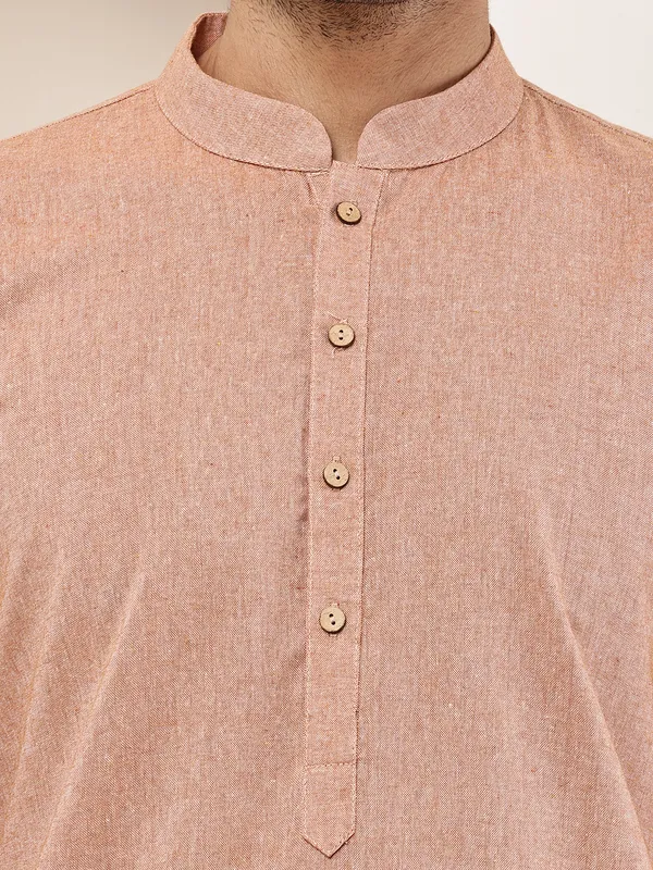 PInk_Straight_Viscose_Silk_Kurta_For_Men