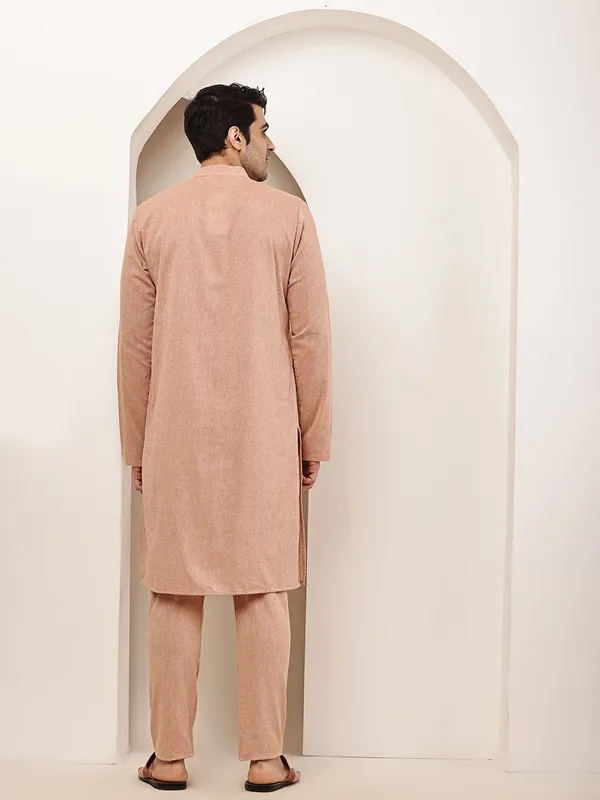 PInk_Straight_Viscose_Silk_Kurta_For_Men