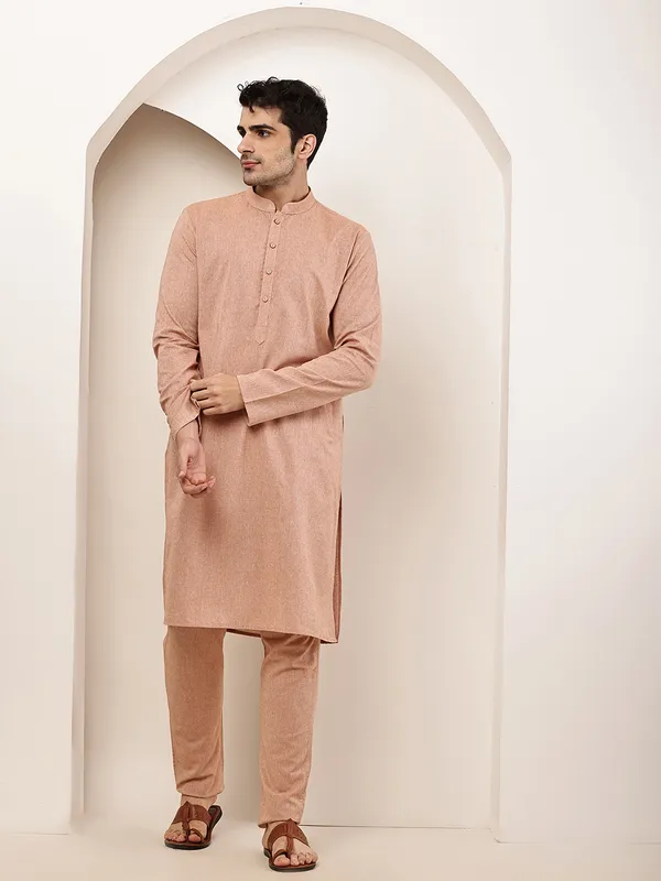 PInk_Straight_Viscose_Silk_Kurta_For_Men