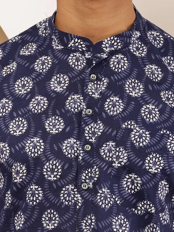 Navy_Polka_Dot_Viscose_Blend_For_Semi-Formal_Wear_Kurta_For_Men