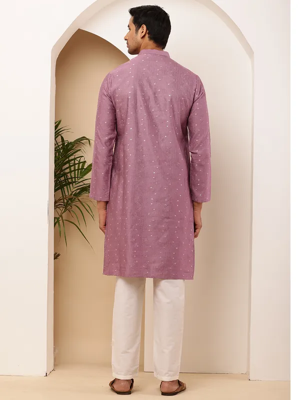 Magenta_Viscose_Blend_Rich_Sheen_Kurta_For_Men