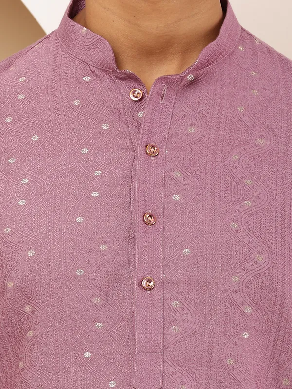 Magenta_Viscose_Blend_Rich_Sheen_Kurta_For_Men