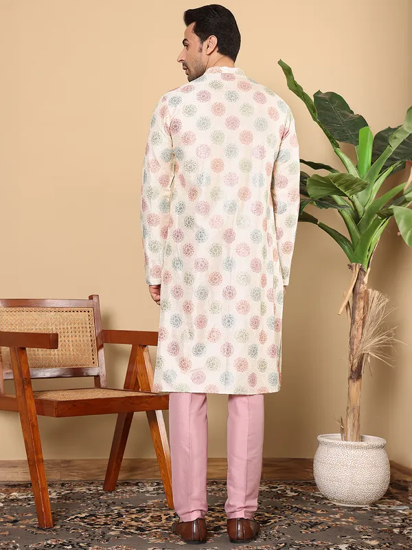 Steel_Blue_Viscose_Blend_Subtle_Texture_Kurta_For_Men