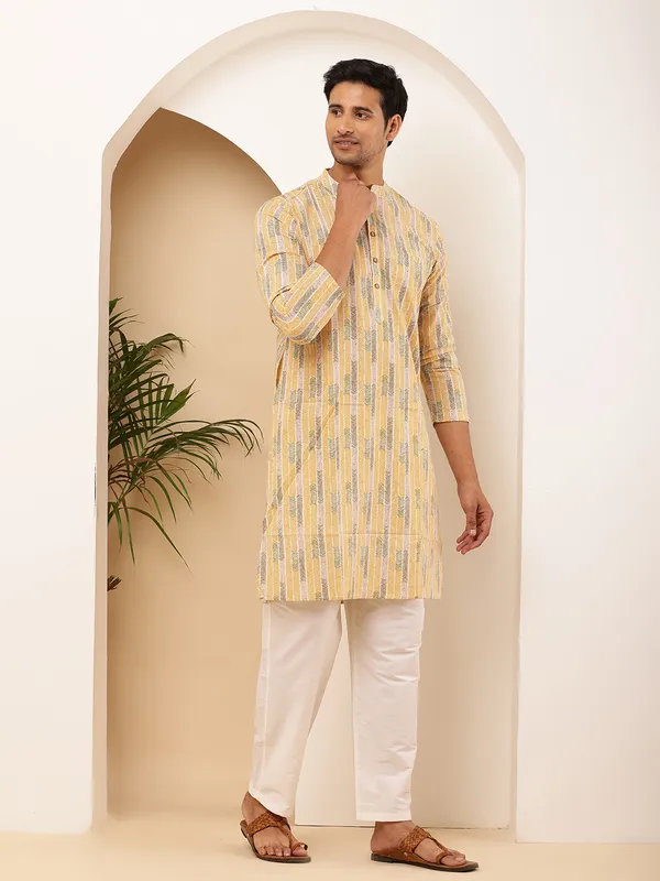 Beige_Cotton_All-Over_Traditional_Motifs_Kurta_For_Men