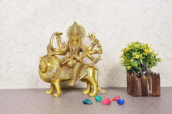 Durga_Maa_Brass_Idol_Sitting_On_Lion_Statue_Home_&_Temple_Decor