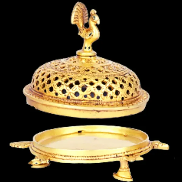 Brass_Dhoop_Dani_Incense_Burner_–_Tortoise_&_Peacock_Design_|_Loban_Holder_|_Traditional_Brass_Dhoop_Stand_(6.5X5X4.5_Inches)