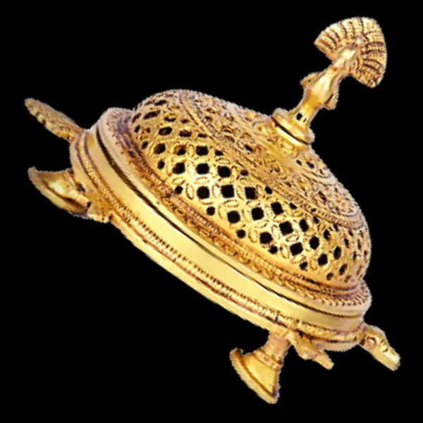 Brass_Dhoop_Dani_Incense_Burner_–_Tortoise_&_Peacock_Design_|_Loban_Holder_|_Traditional_Brass_Dhoop_Stand_(6.5X5X4.5_Inches)