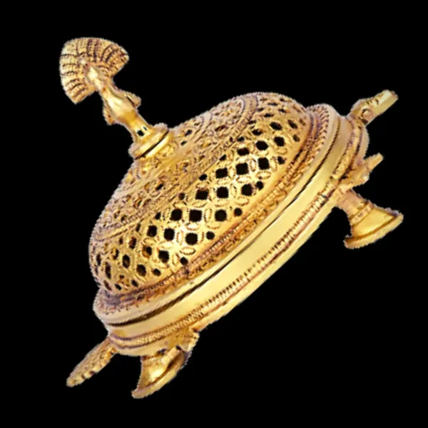 Brass_Dhoop_Dani_Incense_Burner_–_Tortoise_&_Peacock_Design_|_Loban_Holder_|_Traditional_Brass_Dhoop_Stand_(6.5X5X4.5_Inches)