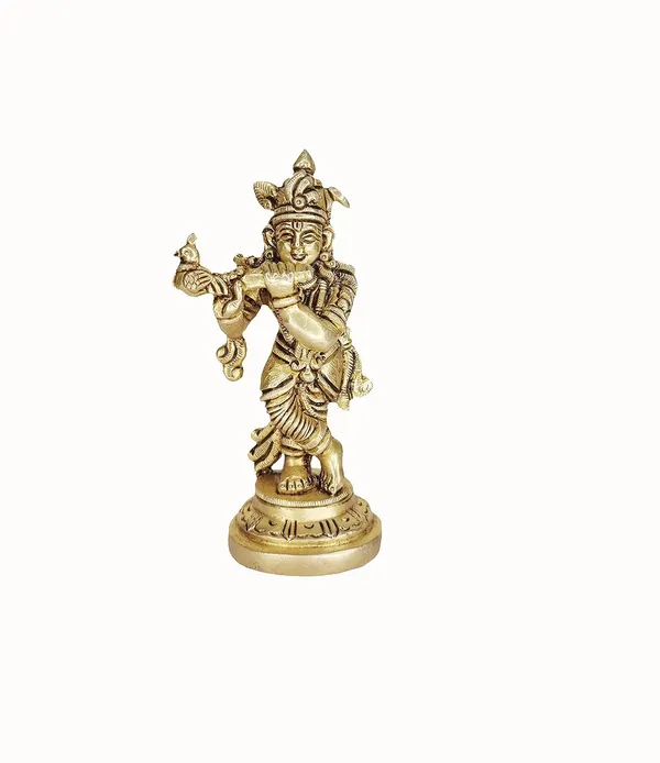 Yellow_Brass_Murli_Krishna_Statue,_Standard