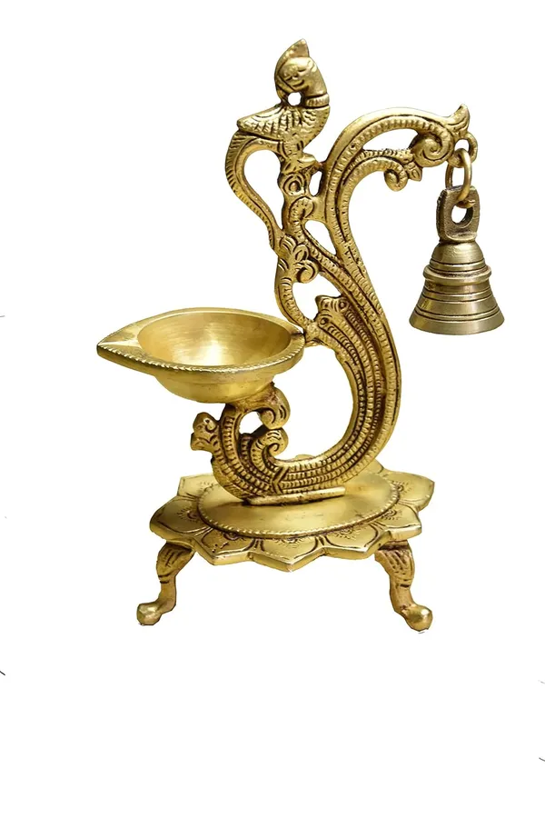 Brass_Decorative_Peacock_Diya_With_Bell_|_Antique_Black_Finish_|_Ideal_For_Gifting