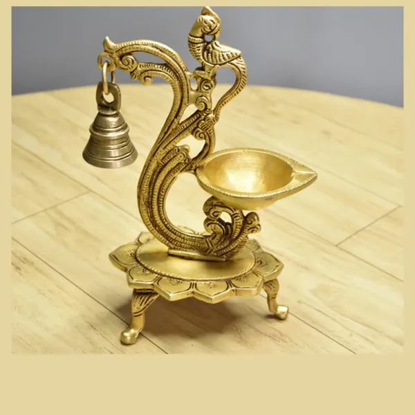 Brass_Decorative_Peacock_Diya_With_Bell_|_Antique_Black_Finish_|_Ideal_For_Gifting
